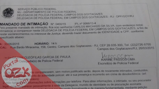 Polícia Federal intima vereador de SJB