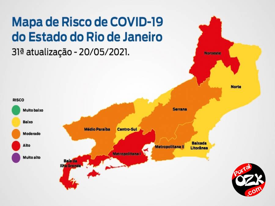 Mapa de Risco Covid19 estado do Rio de Janeiro está em bandeira laranja Portal OZK