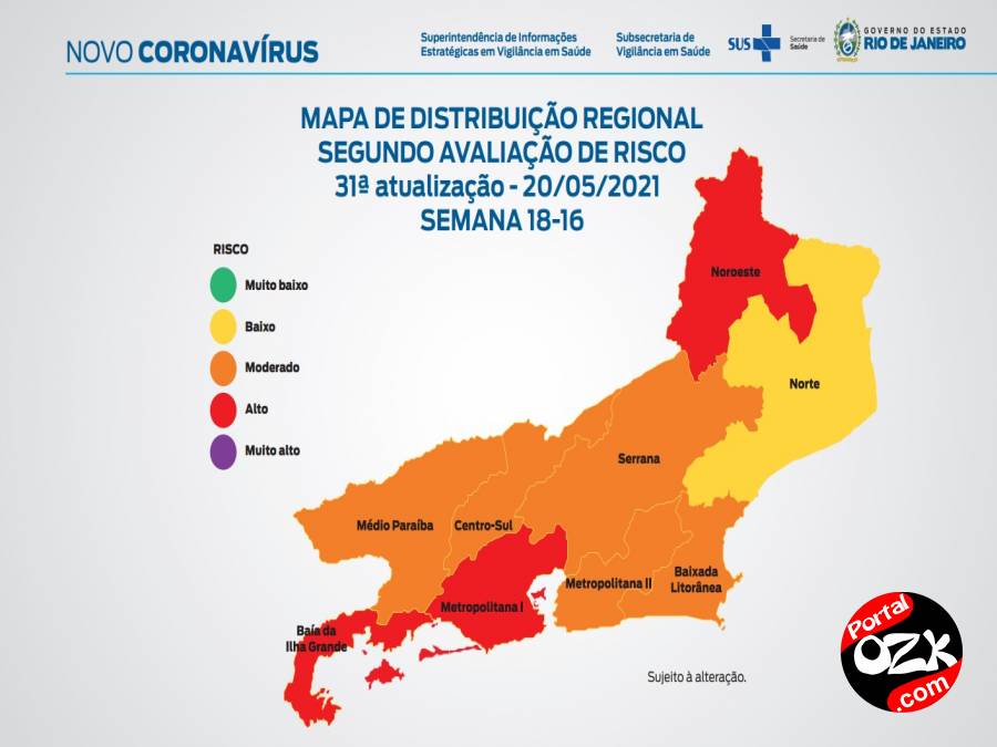 Mapa de Risco Covid19 estado do Rio de Janeiro está em bandeira laranja Portal OZK