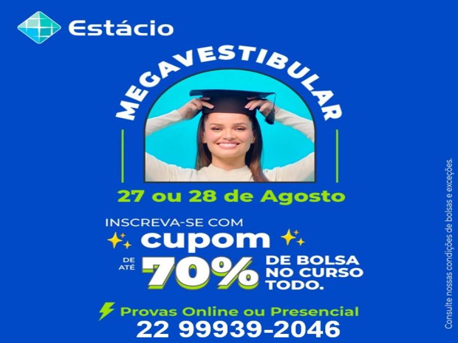 Megavestibular Estácio com Cupom Juliette de até 70% de bolsa no curso ...